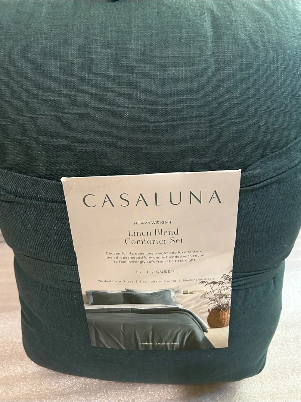Casaluna F/Q Heavyweight Linen Blend Comforter Set - Dark Teal Blue